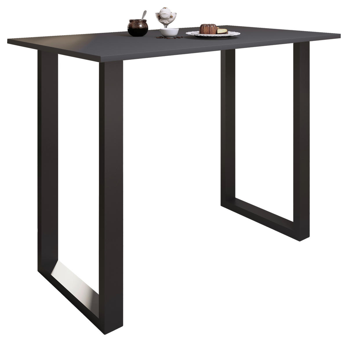 BARTISCH rechteckig Anthrazit, Schwarz  - Anthrazit/Schwarz, KONVENTIONELL, Holzwerkstoff/Metall (140/80/102cm)