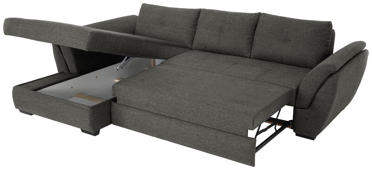 ECKSOFA Anthrazit Webstoff  - Anthrazit/Schwarz, Design, Kunststoff/Textil (187/278cm) - Livetastic