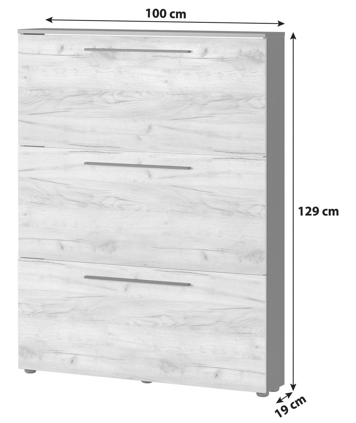 SCHUHKIPPER  in 100/129/19 cm  - Eichefarben/Schwarz, MODERN, Holzwerkstoff/Metall (100/129/19cm) - Germania