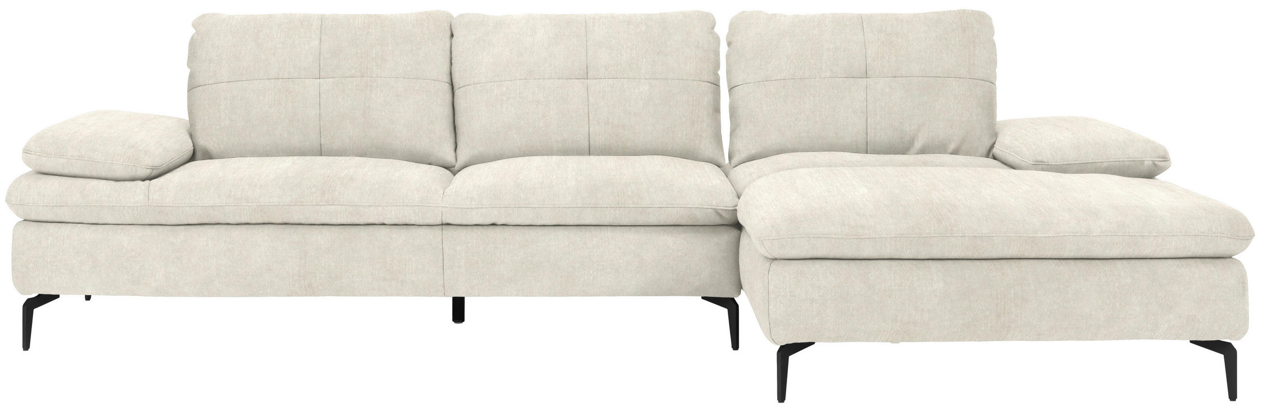 ECKSOFA in Velours Beige  - Beige/Schwarz, Design, Textil/Metall (301/179cm) - Chilliano