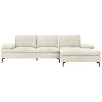 ECKSOFA in Velours Beige  - Beige/Schwarz, Design, Textil/Metall (301/179cm) - Chilliano