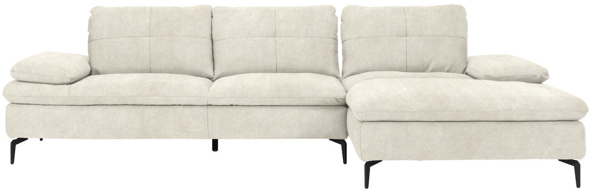 ECKSOFA in Velours Beige  - Beige/Schwarz, Design, Textil/Metall (301/179cm) - Chilliano