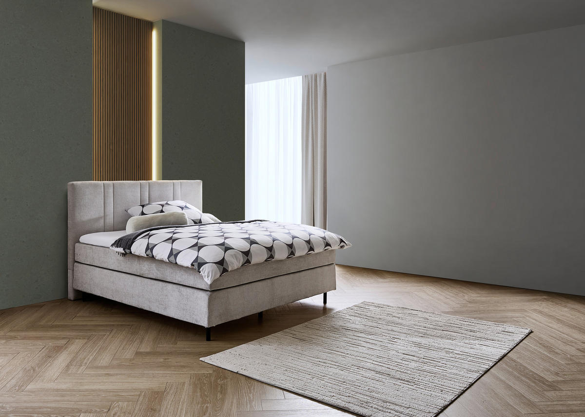 BOXSPRINGBETT 180/200 cm  in Perlmutt  - Perlmutt/Schwarz, Design, Holz/Textil (180/200cm) - Welnova