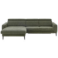 ECKSOFA Grün Chenille  - Schwarz/Grün, KONVENTIONELL, Textil/Metall (177/300cm) - Valdera