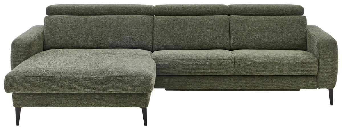 ECKSOFA Grün Chenille  - Schwarz/Grün, KONVENTIONELL, Textil/Metall (177/300cm) - Valdera