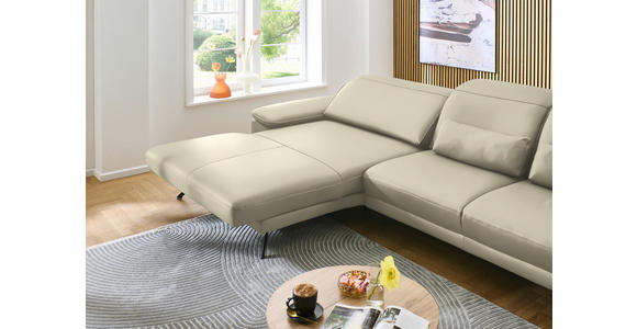 ECKSOFA in Echtleder Naturfarben  - Schwarz/Naturfarben, Design, Leder/Metall (193/332cm) - Dieter Knoll