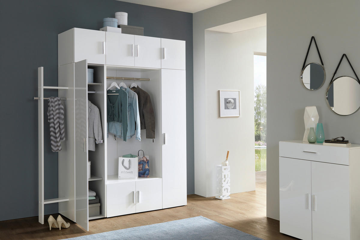 GARDEROBENSCHRANK  in 50/185/40 cm  - Chromfarben/Weiß Hochglanz, Design, Holzwerkstoff/Kunststoff (50/185/40cm) - Xora