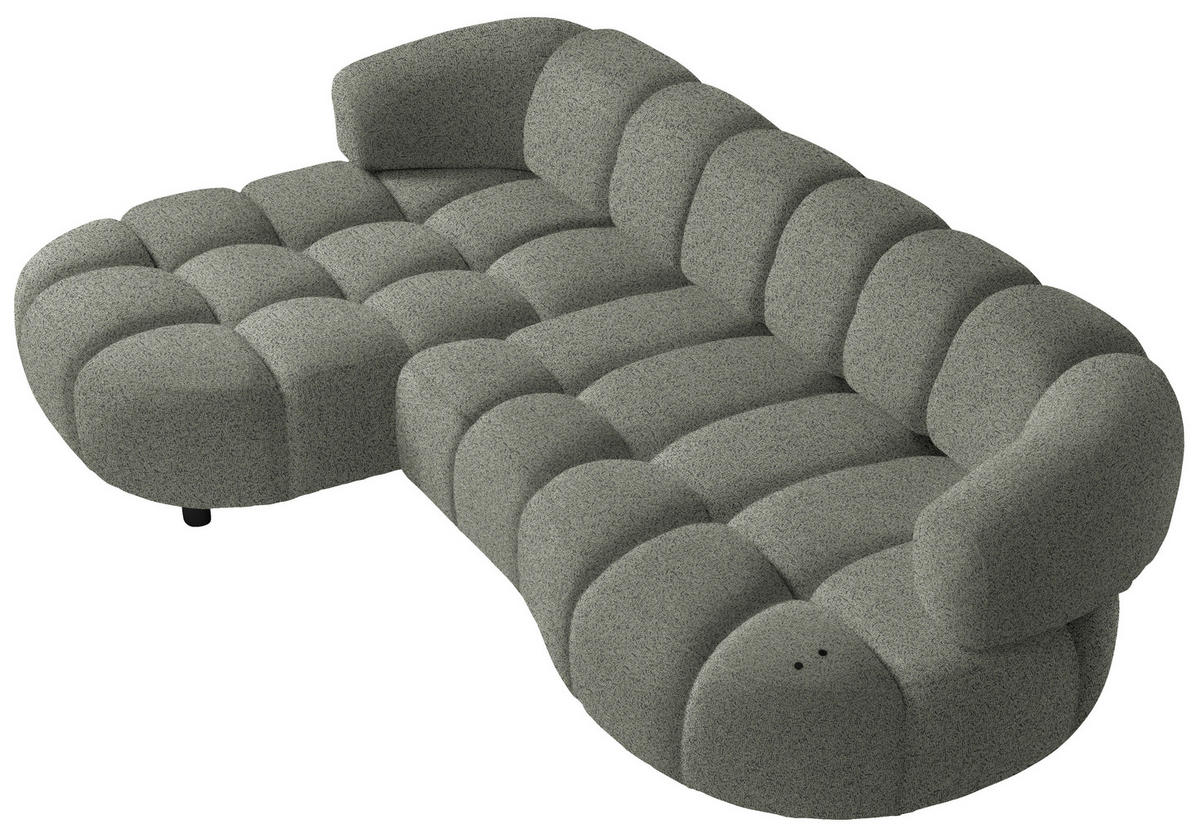 ECKSOFA Graubraun Webstoff  - Graubraun/Schwarz, Design, Holz/Textil (183/284cm) - Welnova