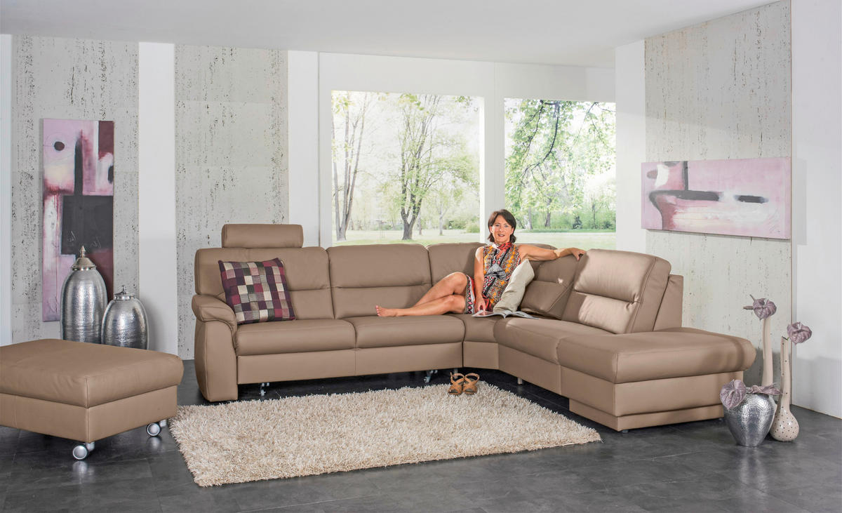 SEDEŽNA GARNITURA, pravo usnje bež  - črna/bež, Design, usnje (282/250cm) - Himolla