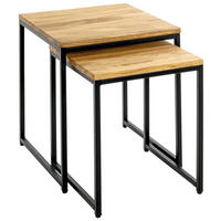 BEISTELLTISCHSET in Holz, Metall  - Eichefarben/Schwarz, Design, Holz/Metall