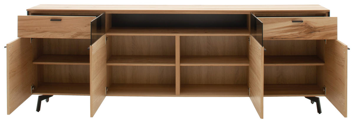 SIDEBOARD Anthrazit, Eichefarben  242/72/43 cm  - Eichefarben/Anthrazit, Design, Glas/Holz (242/72/43cm) - Schöner Wohnen
