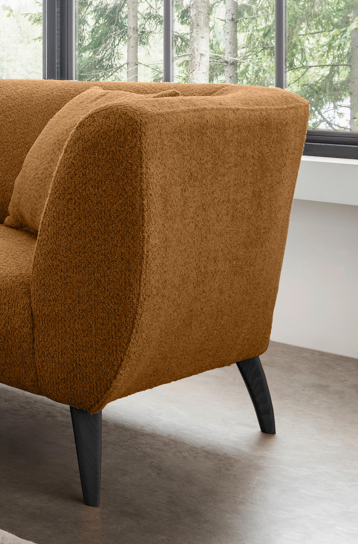 3-SITZER-SOFA in Bouclé Goldfarben  - Goldfarben/Schwarz, Modern, Holz/Textil (208/83/88cm) - MID.YOU