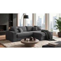 ECKSCHLAFSOFA  KAMIL Anthrazit Cord  - Anthrazit/Schwarz, MODERN, Kunststoff/Textil (180/297cm) - P & B