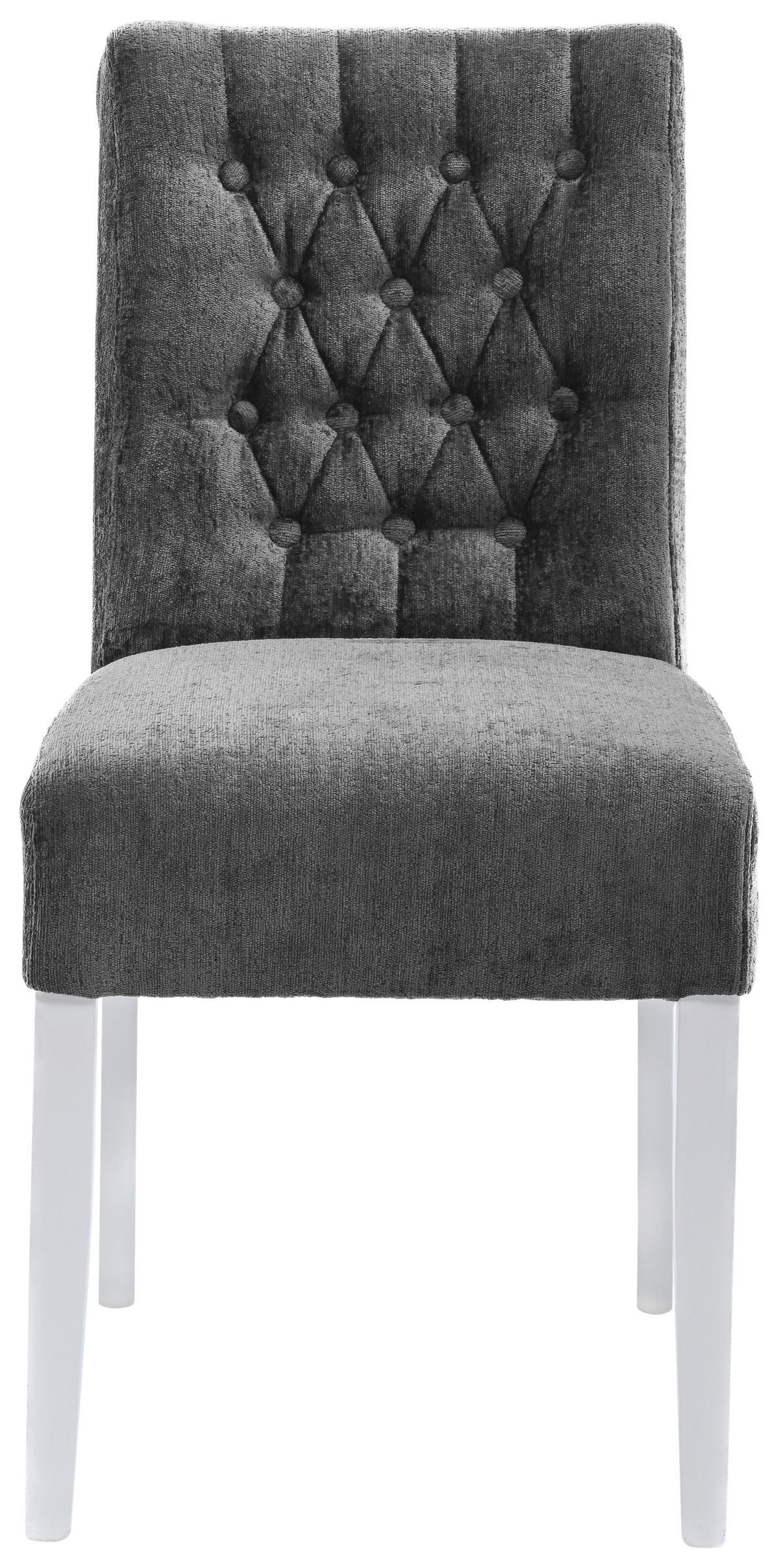STUHL Chenille Grau Buche massiv  - Weiß/Grau, KONVENTIONELL, Holz/Textil (46,5/91/65cm) - Cantus