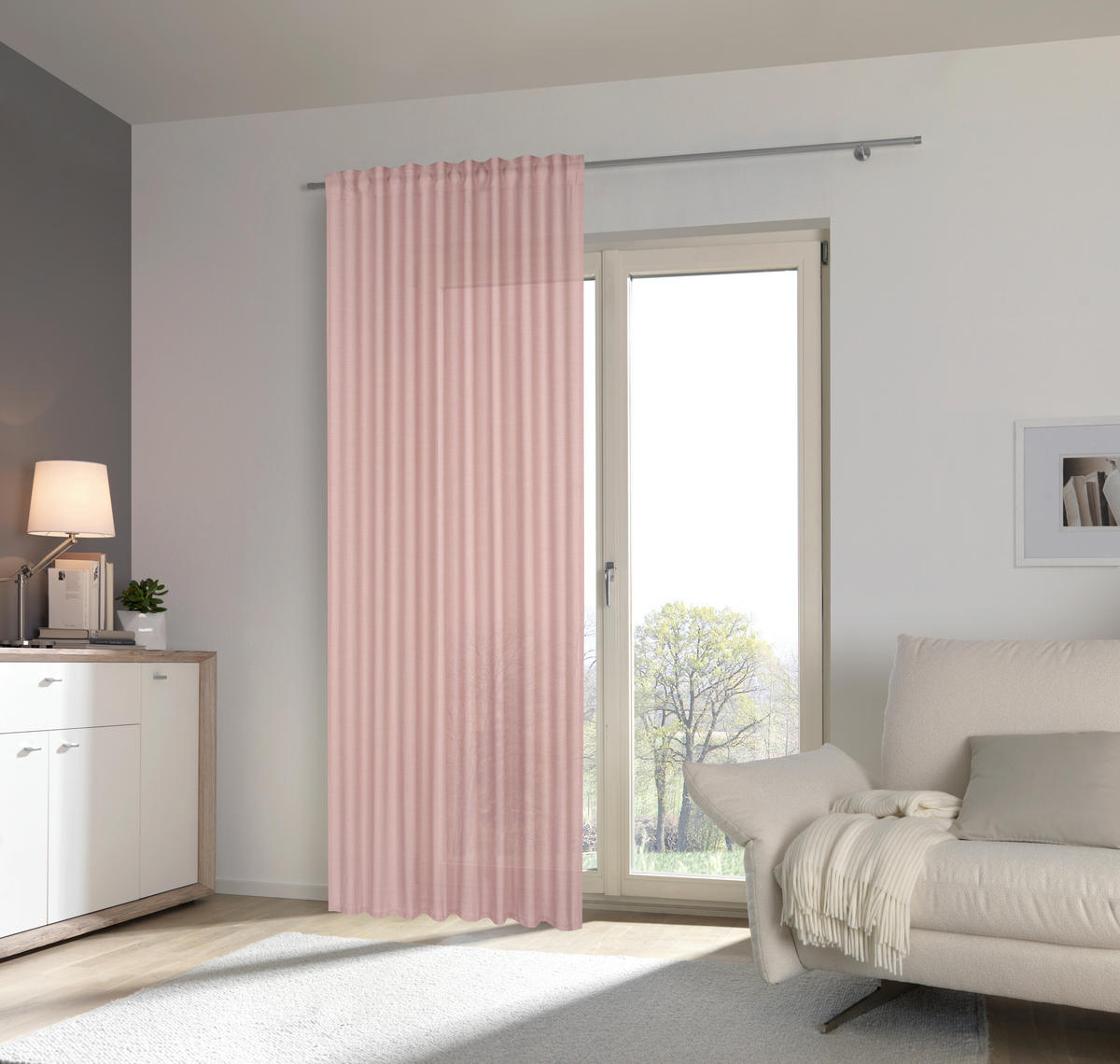 HOTOVÝ ZÁVĚS, neprůsvitné, 135/245 cm - růžová, Basics, textil (135/245cm) - Esposa