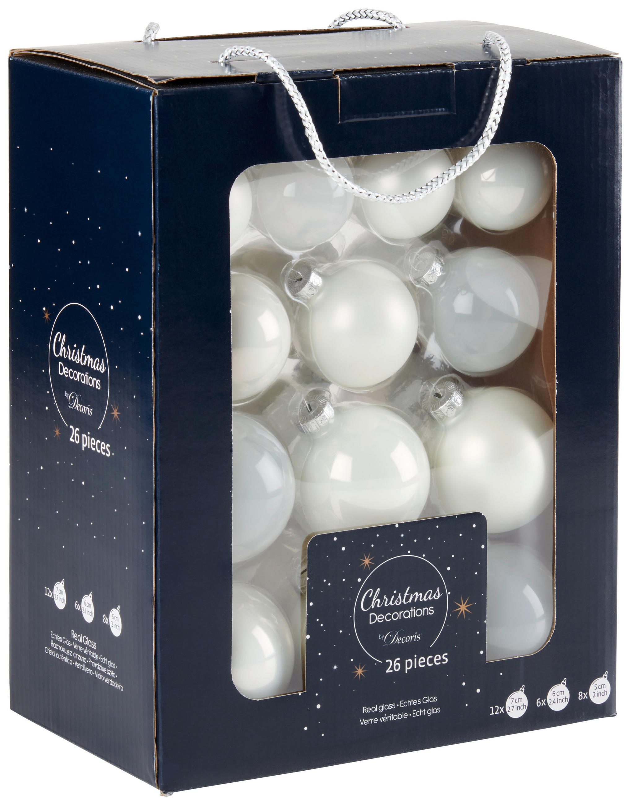 JULGRANSKULOR SET 7 cm - vit, Klassisk, glas (7cm)