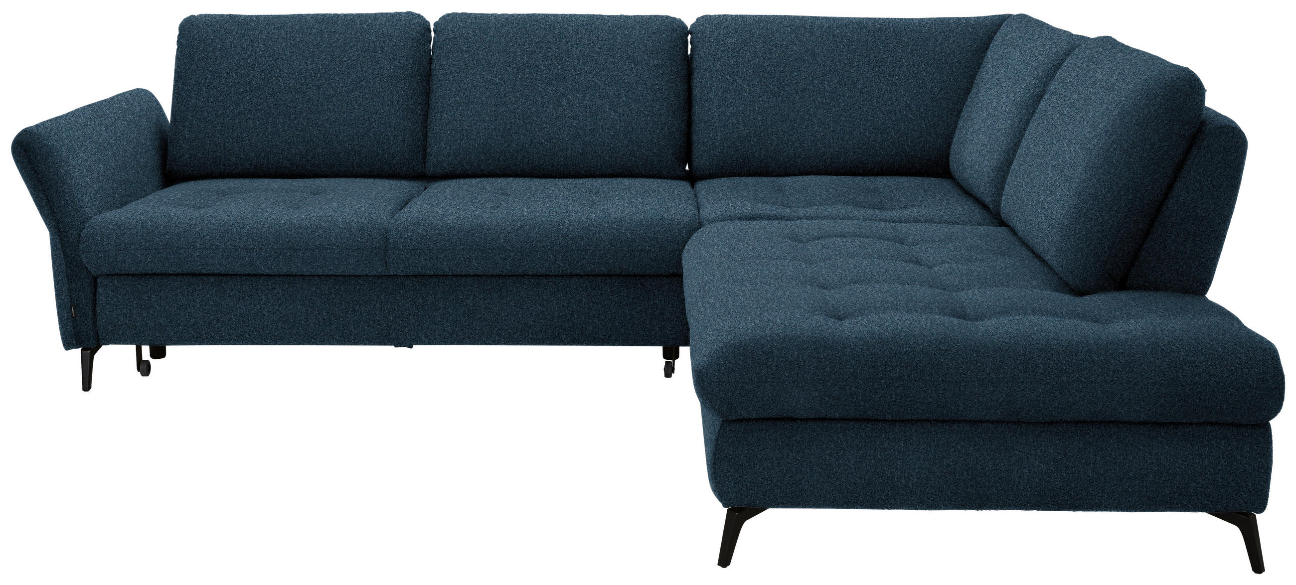 ECKSOFA in Struktur Blau  288/233 cm  - Blau/Schwarz, Natur, Textil/Metall (288/233cm) - Valnatura