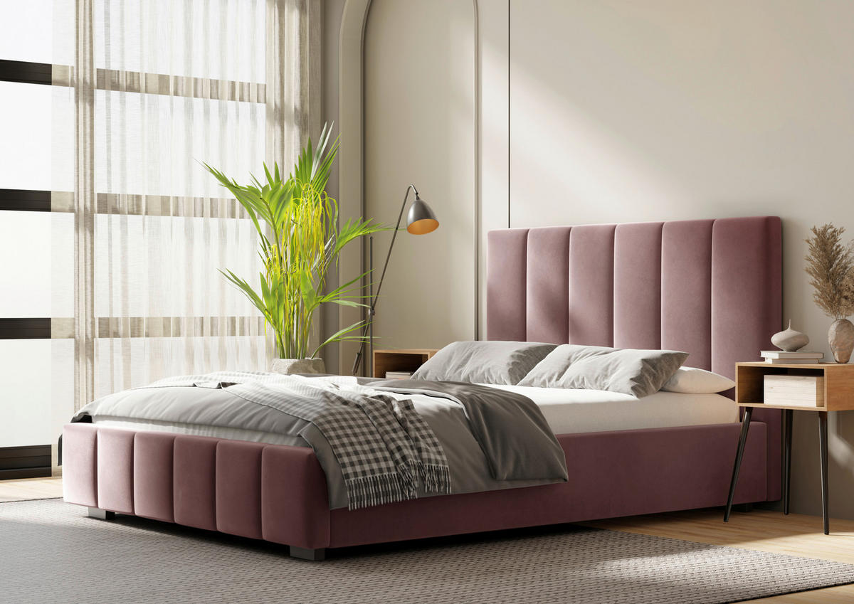 POLSTERBETT Lattenrost, Bettkasten 160/200 cm  in Rosa  - Schwarz/Rosa, Design, Holz/Kunststoff (160/200cm) - Boxxx