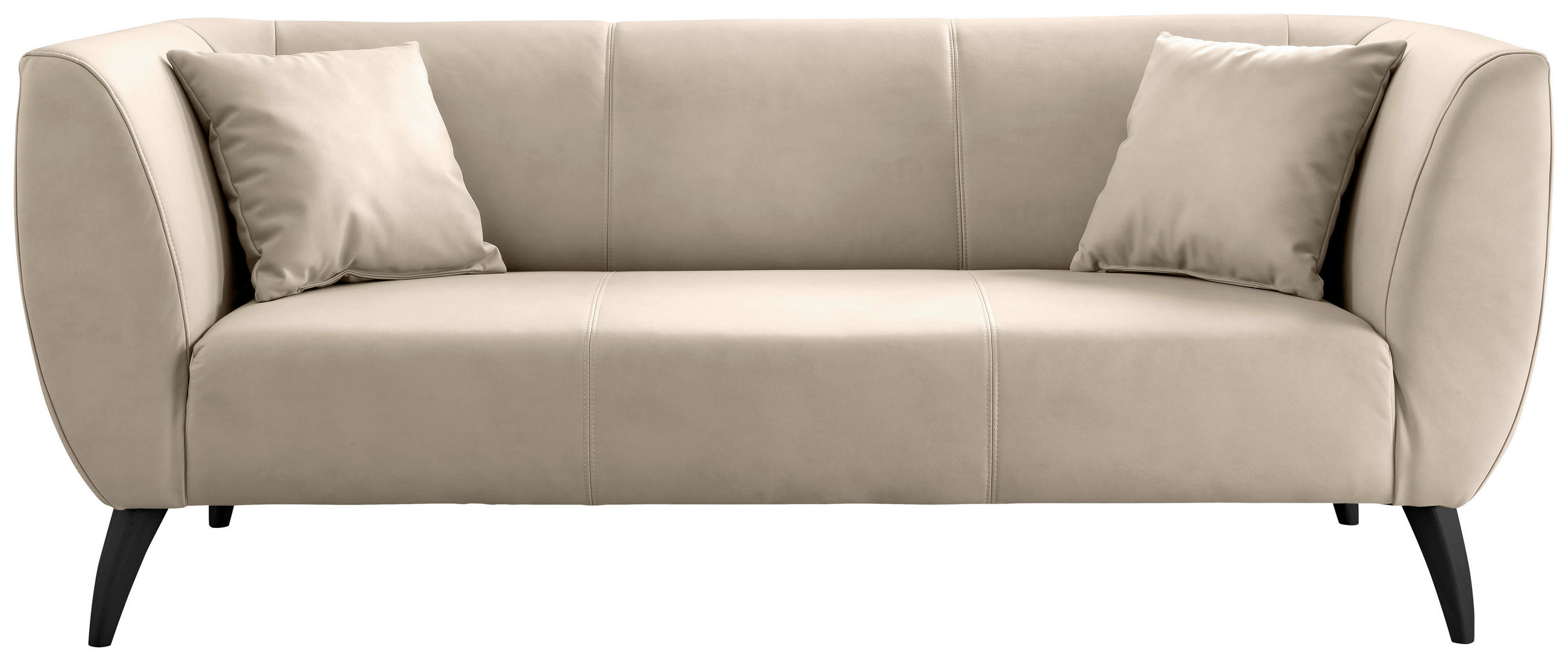 3-SITZER-SOFA  in Lederlook Beige  - Beige/Schwarz, MODERN, Holz/Textil (208/83/88cm) - Livetastic