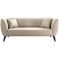 3-SITZER-SOFA Lederlook Beige  - Beige/Schwarz, MODERN, Holz/Textil (208/83/88cm) - Livetastic