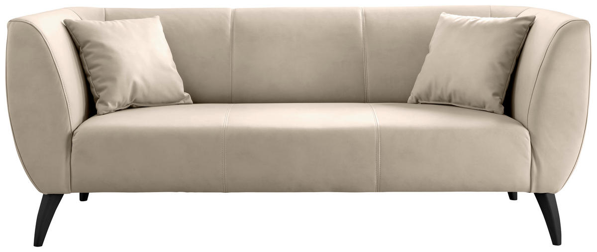 3-SITZER-SOFA Lederlook Beige  - Beige/Schwarz, MODERN, Holz/Textil (208/83/88cm) - Livetastic