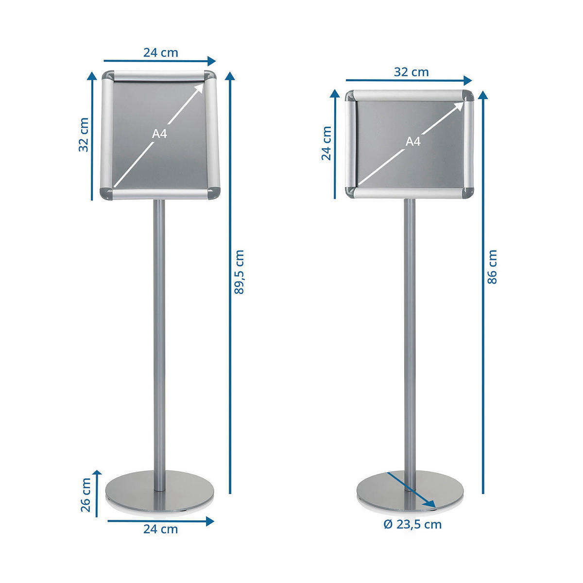 PLAKATSTÄNDER Metall Silberfarben  - Silberfarben, Basics, Metall (24/89,5/26cm) - MID.YOU