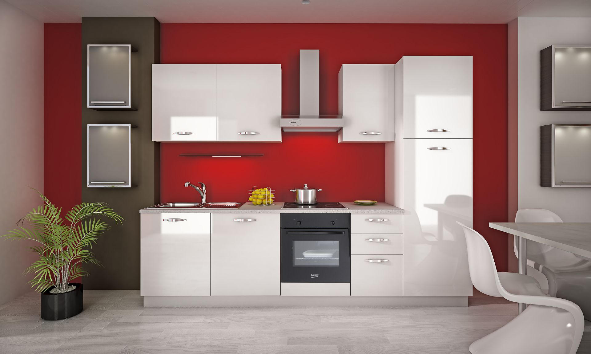 KUHINJSKI BLOK  bela  - boja aluminijuma/bela, Osnovno, pločasti materijal/plastika (285cm) - Xora