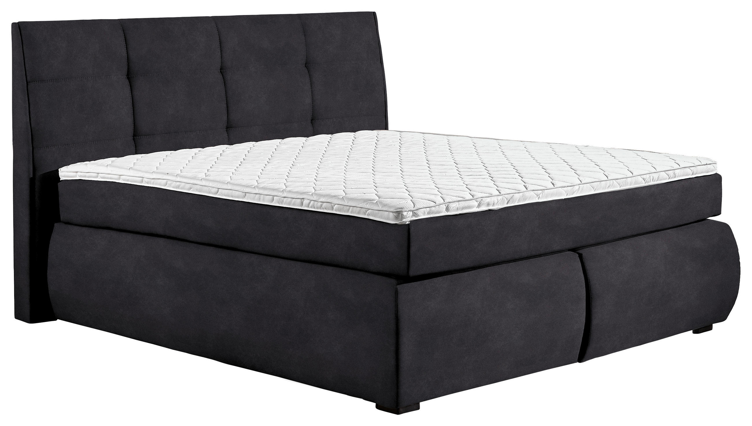 BOXSPRINGBETT 160/200 cm  in Anthrazit  - Wengefarben/Anthrazit, KONVENTIONELL, Holz/Textil (160/200cm) - Xora