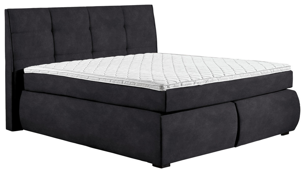 BOXSPRINGBETT 160/200 cm  in Anthrazit  - Wengefarben/Anthrazit, Konventionell, Holz/Textil (160/200cm) - Xora