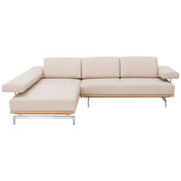 ECKSOFA in Echtleder Beige  237/295 cm  - Beige/Alufarben, Design, Leder (237/295cm) - Joop!