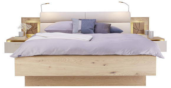 BETTANLAGE 180/200 cm in Eichefarben, Sandfarben - Sandfarben/Eichefarben, KONVENTIONELL, Holzwerkstoff/Textil (180/200cm) - Dieter Knoll