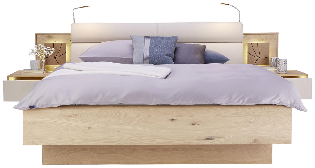 BETTANLAGE 180/200 cm  in Eichefarben, Sandfarben  - Sandfarben/Eichefarben, KONVENTIONELL, Holzwerkstoff/Textil (180/200cm) - Dieter Knoll