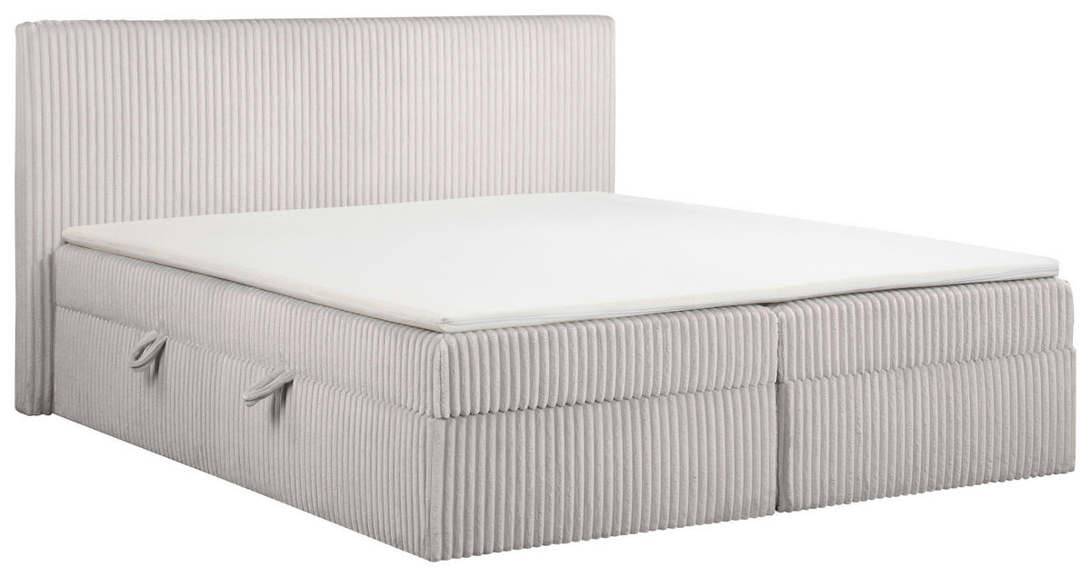 BOXBETT 180/200 cm,  in Grau, gepolstertes Kopfteil, Bettkasten, Topper, Matratzen, H3 + H3 = fest  - Schwarz/Grau, Basics, Kunststoff/Textil (180/200cm) - Chameo