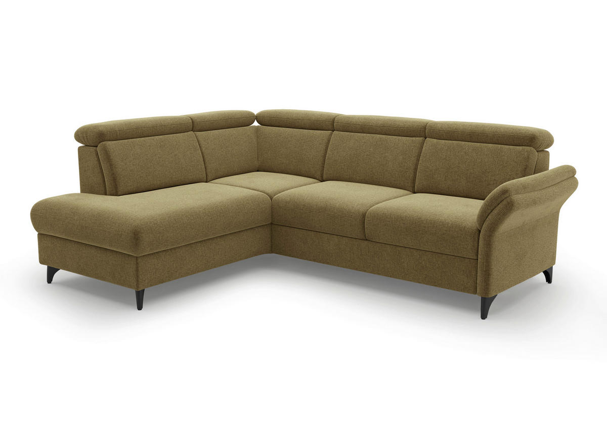 ECKSOFA Flachgewebe Olivgrün  - Schwarz/Olivgrün, Konventionell, Textil/Metall (193/247cm) - Sit & More