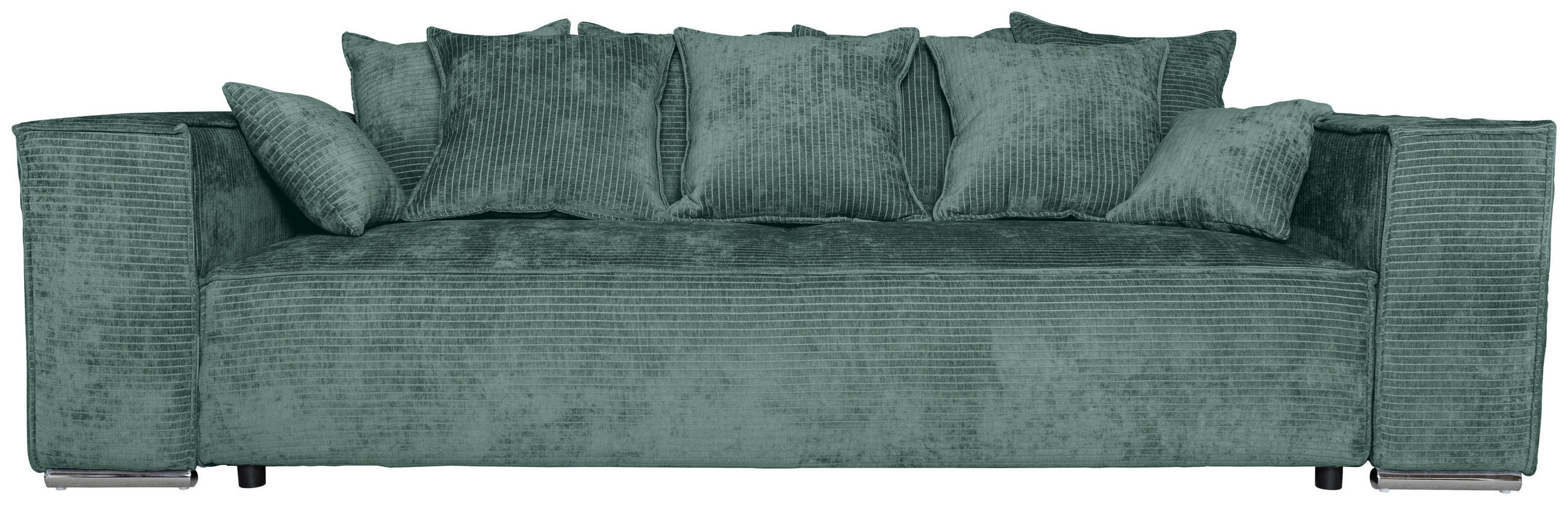 BIGSOFA Flachgewebe Grün  - Chromfarben/Grün, KONVENTIONELL, Textil/Metall (256/68/122cm) - Carryhome