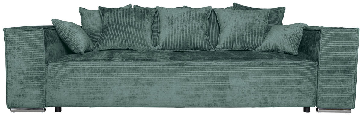 BIGSOFA in Flachgewebe Grün  - Chromfarben/Grün, KONVENTIONELL, Textil/Metall (256/68/122cm) - Carryhome