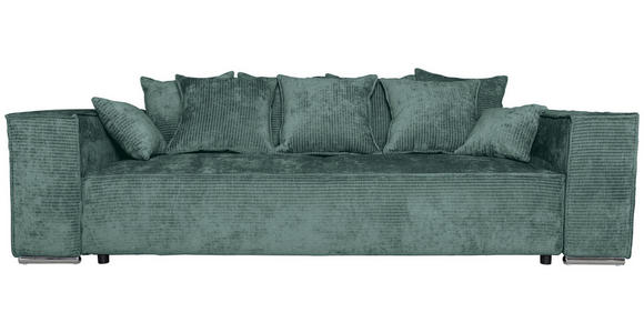 BIGSOFA in Flachgewebe Grün  - Chromfarben/Grün, KONVENTIONELL, Textil/Metall (256/68/122cm) - Carryhome