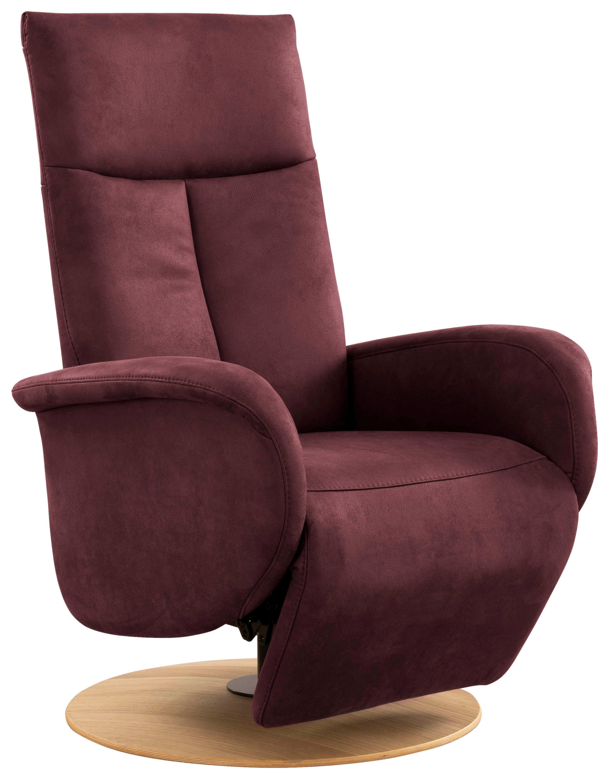 DREHSTUHL Mikrofaser Bordeaux  - Bordeaux/Eichefarben, KONVENTIONELL, Holz/Textil (75/112/82cm) - Sit & More