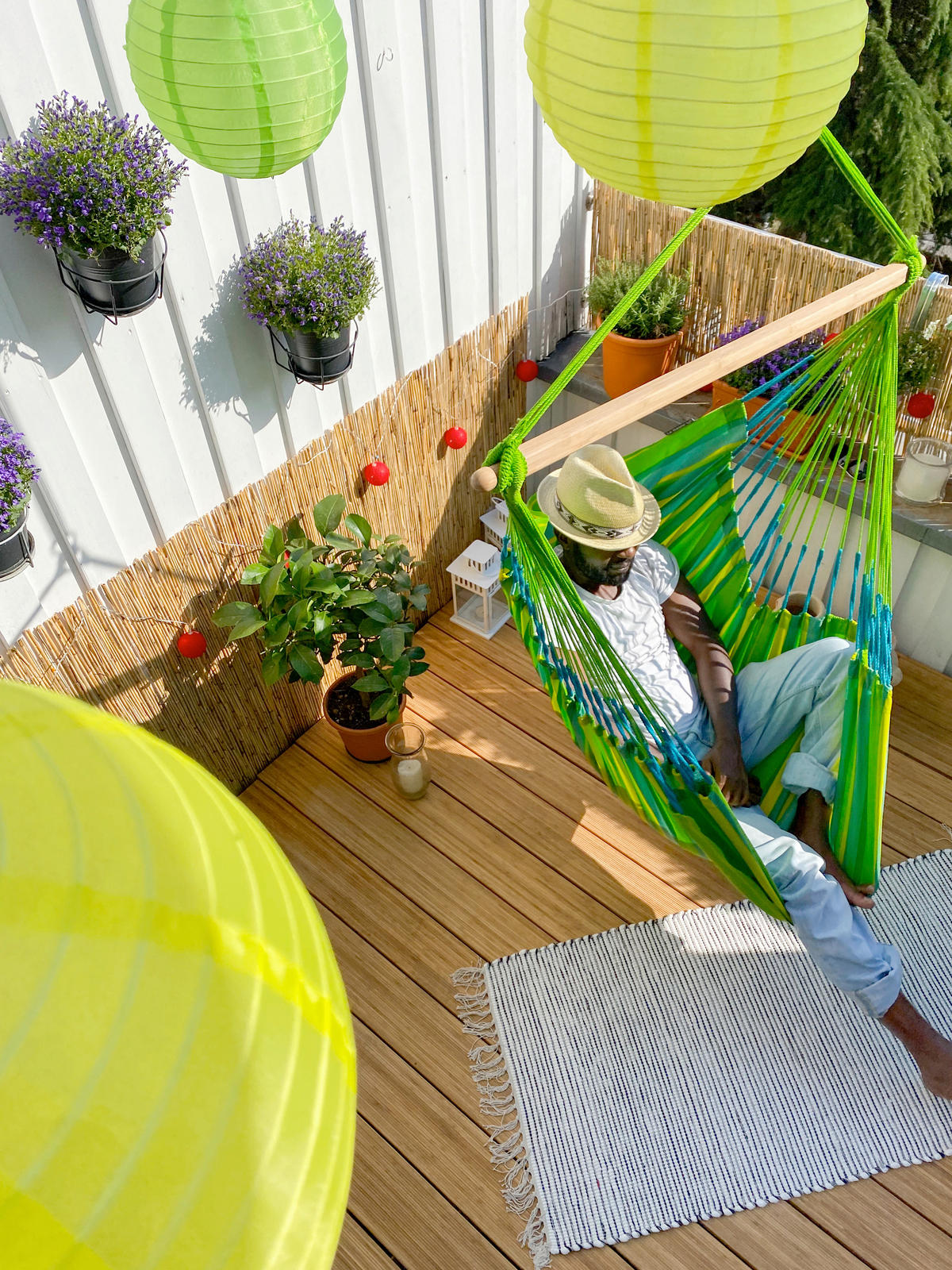 HÄNGESESSEL kingsize outdoor 140/170/210 cm  - Gelb/Hellgrün, KONVENTIONELL, Holz/Textil (140/170/210cm) - La Siesta