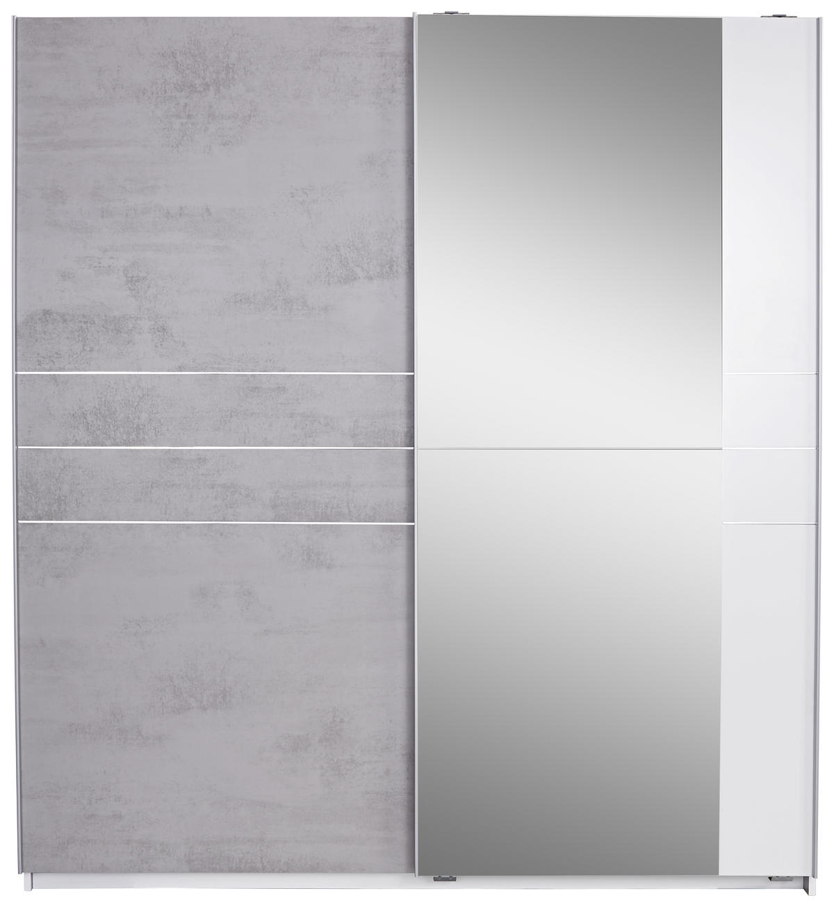  SCHIEBETÜRENSCHRANK 180/198/64 cm 2-türig  - Weiss/Alufarben, Modern, Glas/Holzwerkstoff (180/198/64cm) - MID.YOU