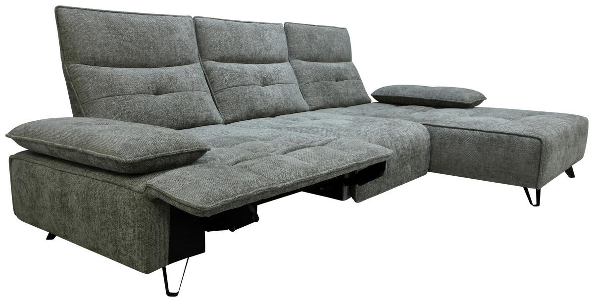 ECKSOFA Grau Chenille  - Schwarz/Grau, Design, Kunststoff/Textil (314/162cm) - Livetastic