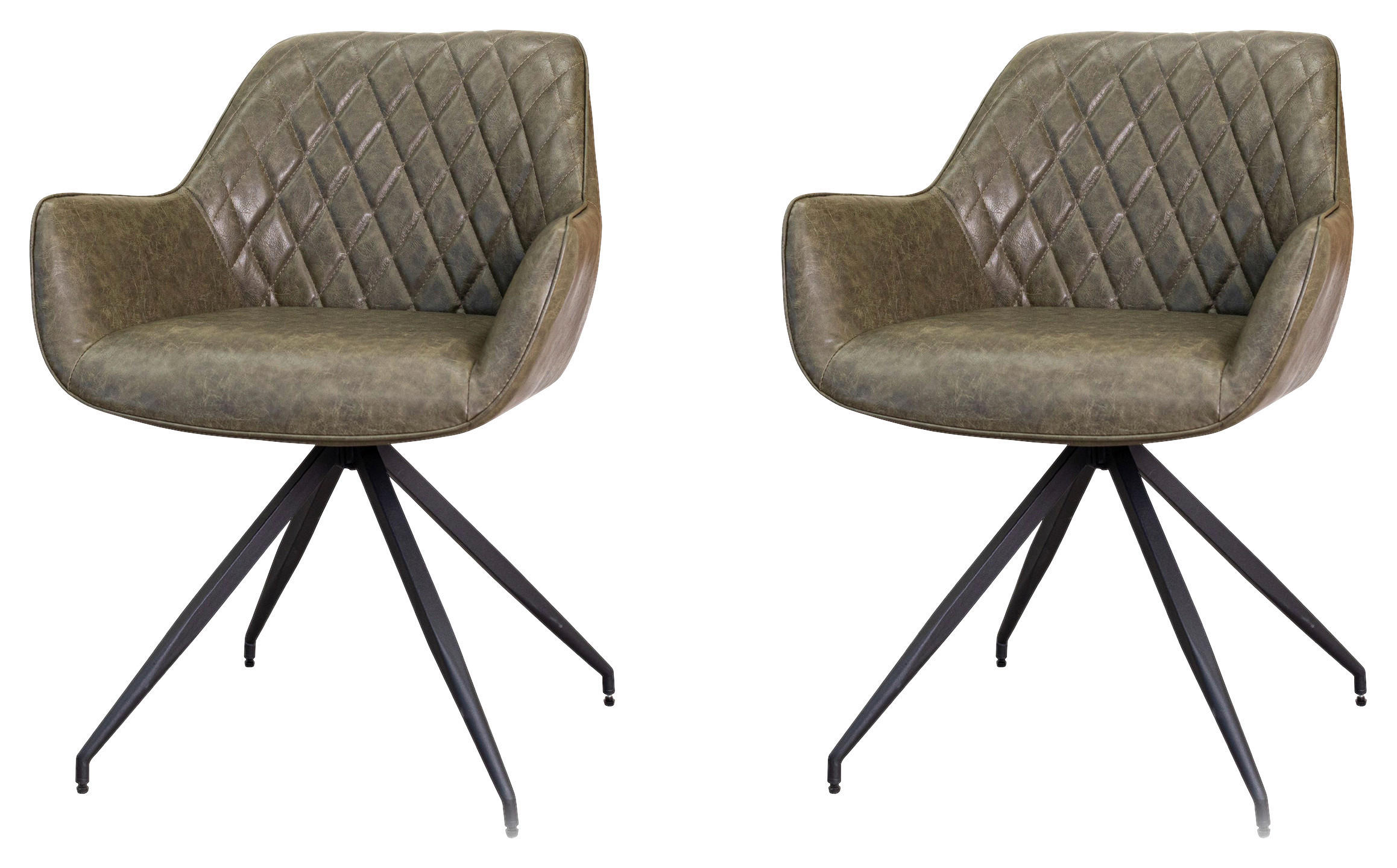 SADA STOLIČIEK S PODRÚČKAMI 2 kus - čierna/tmavozelená, Konventionell, kov/textil (62/82/61cm) - MID.YOU