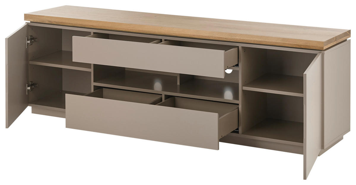 LOWBOARD Palamos  in 173/57/40 cm  - Naturfarben/Grau, Basics, Holz/Holzwerkstoff (173/57/40cm)