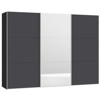 SCHWEBETÜRENSCHRANK in Anthrazit, Schwarz  - Edelstahlfarben/Anthrazit, Design, Glas/Holzwerkstoff (303/215/65cm) - Carryhome