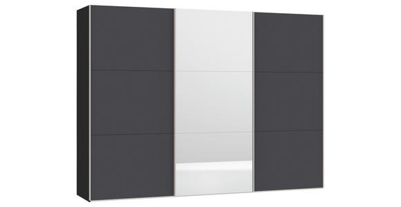 SCHWEBETÜRENSCHRANK  in Anthrazit, Schwarz  - Edelstahlfarben/Anthrazit, Design, Glas/Holzwerkstoff (303/215/65cm) - Carryhome