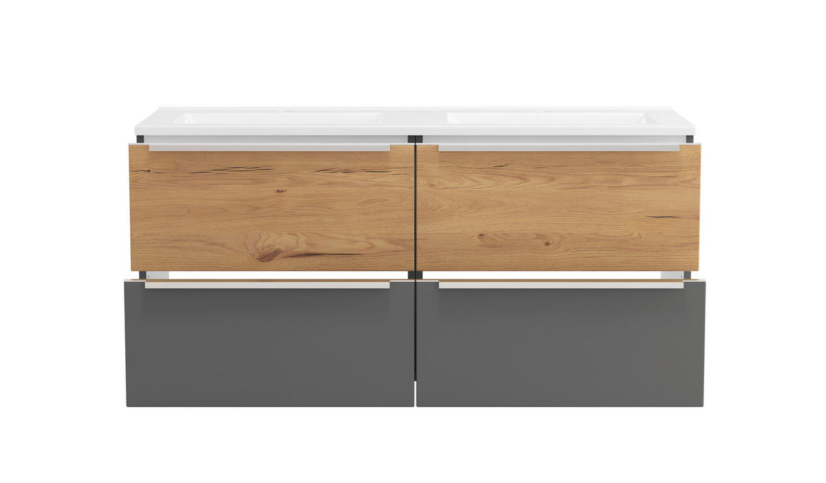 BADEZIMMER  in 120 cm  - Wildeiche/Schwarz, Trend, Glas/Holzwerkstoff (120cm) - Held