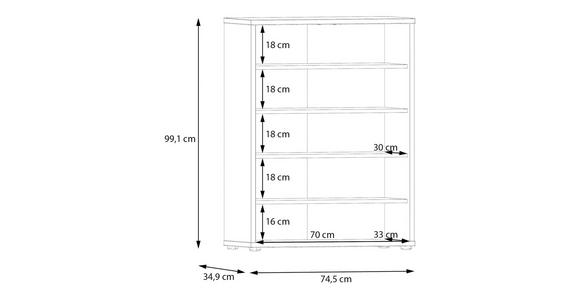 SCHUHSCHRANK 74,5/99,1/34,9 cm  - Eichefarben/Grau, MODERN, Holzwerkstoff/Kunststoff (74,5/99,1/34,9cm) - Carryhome