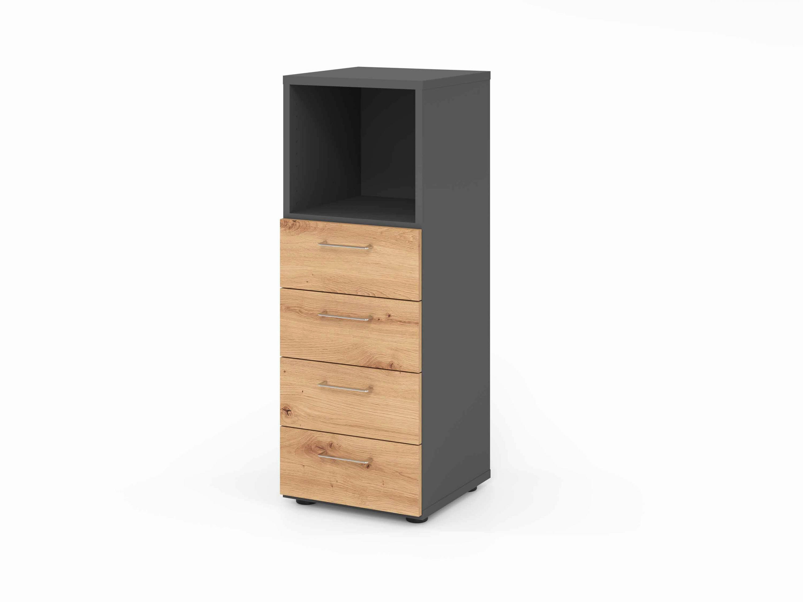 AKTENSCHRANK Graphitfarben, Eiche dunkel  - Eiche dunkel/Graphitfarben, Basics, Holzwerkstoff (40/110/41,7cm) - Venda