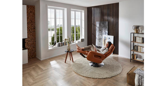 RELAXSESSEL in Leder Braun - Edelstahlfarben/Braun, Design, Leder/Metall (78/112/85cm) - Cantus