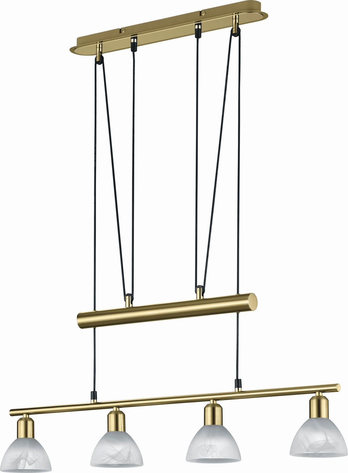 LED-HÄNGELEUCHTE Levisto 80/95-180 cm   - Messingfarben/Weiß, LIFESTYLE, Glas/Metall (80/95-180cm) - Trio Leuchten